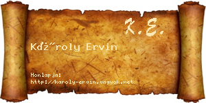 Károly Ervin névjegykártya