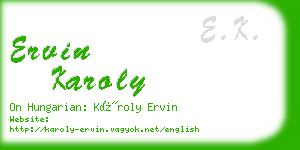 ervin karoly business card